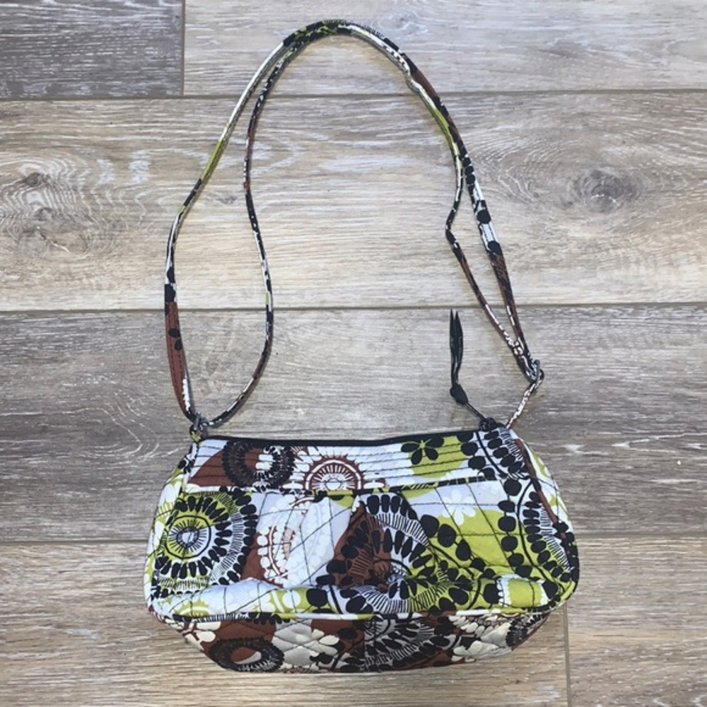 Vera Bradley Browm Green and White Purse retired